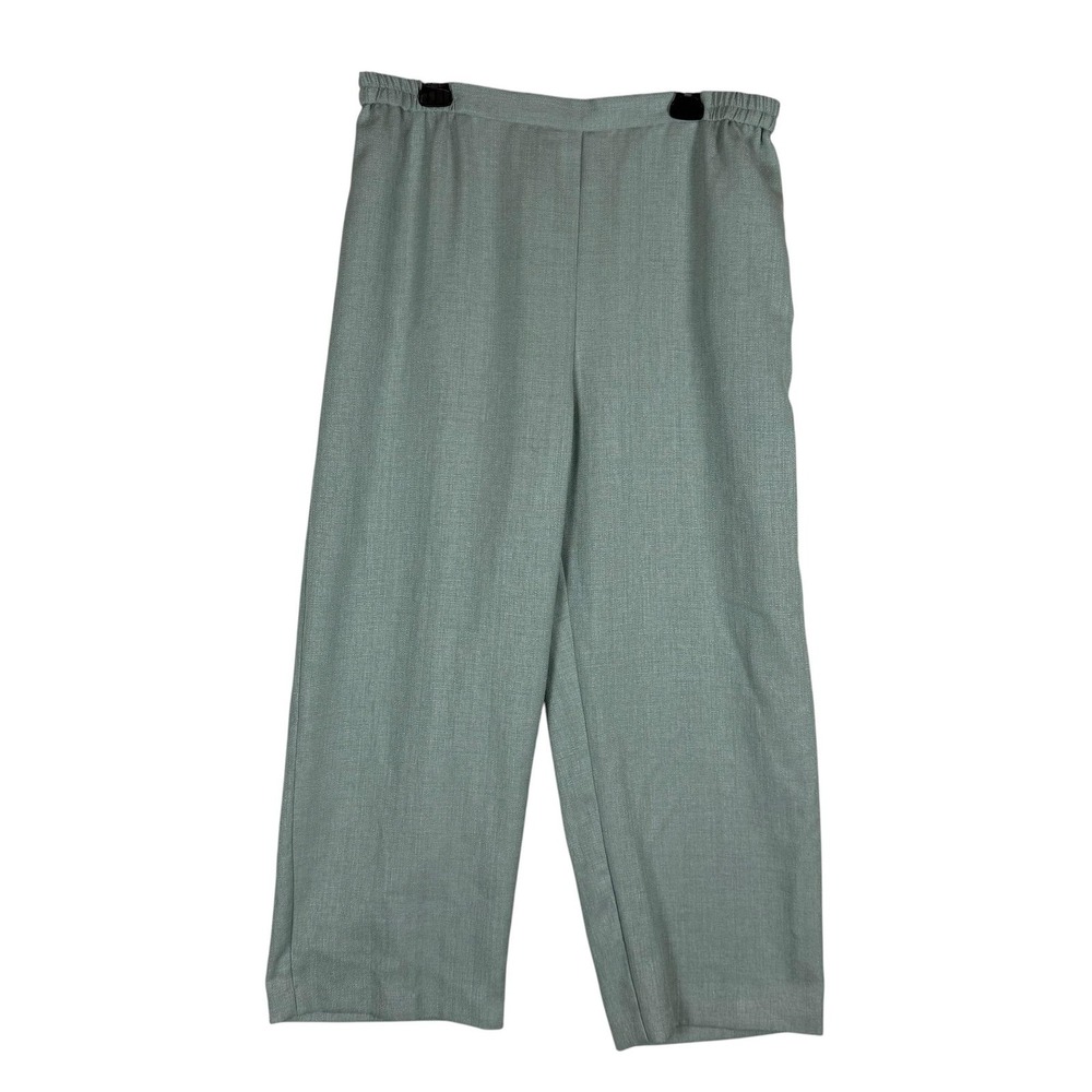 Easy Chic Pants Womens XLP‎ Green Straight Leg Twill Pull Elastic Waist Pockets